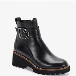 BLONDO Dagger Nubuck Bootie NEW $130 Black Buckle Detail Inner Zip Size 6M